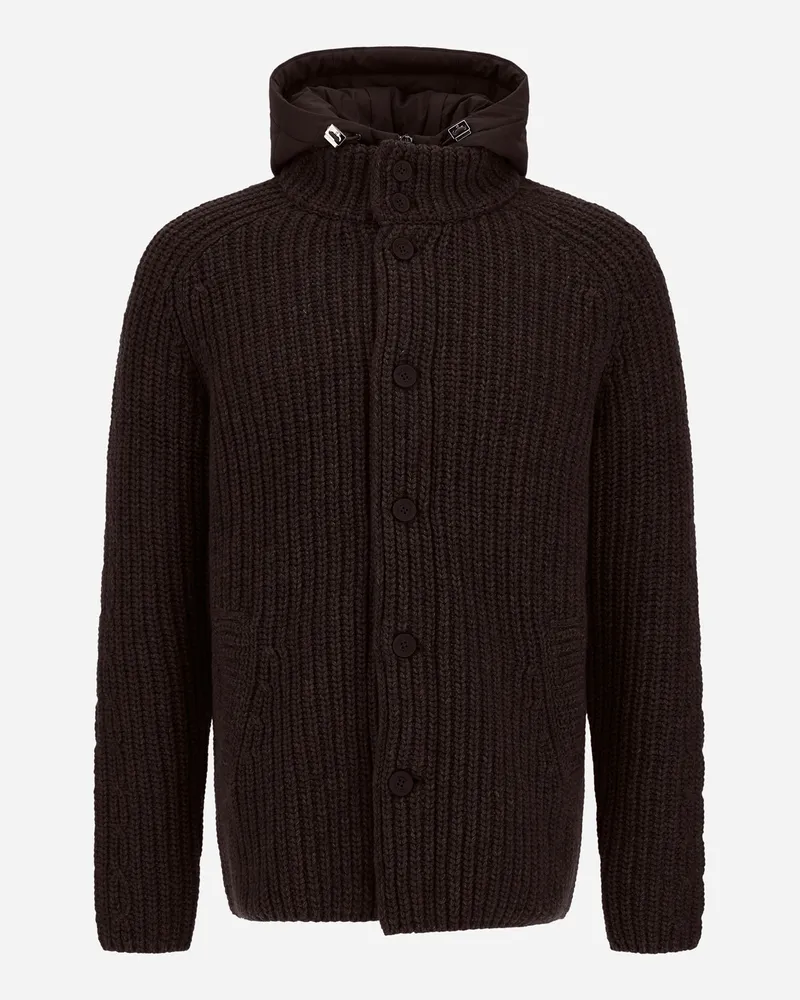 Herno Jacke Aus Wolle Mit Reliefstruktur Und Zopfmuster - Mann Pullover & Strickjacken Dunkelbraun Dunkelbraun