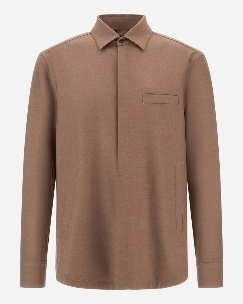 Herno Hemd Aus Wollgabardine - Mann Hemden Helltaupe Helltaupe