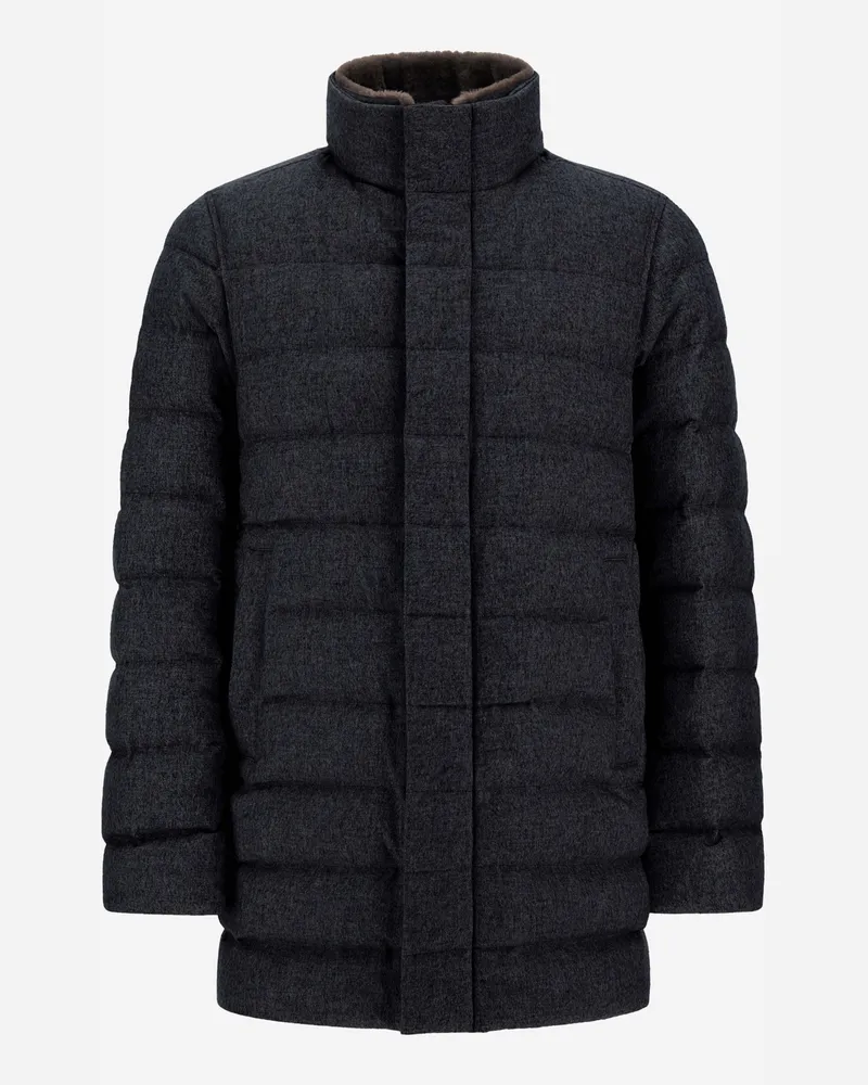 Herno Carcoat Aus Cashmere Silk Und Monogram - Mann Mäntel & Trenchcoats Marineblau Marineblau