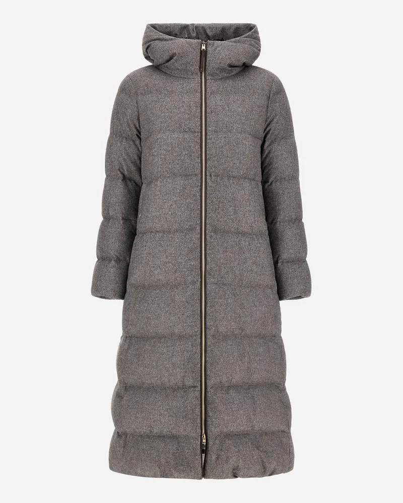 Herno Lange Jacke Aus Kaschmir Und Seide - Frau Capes Grau Grau