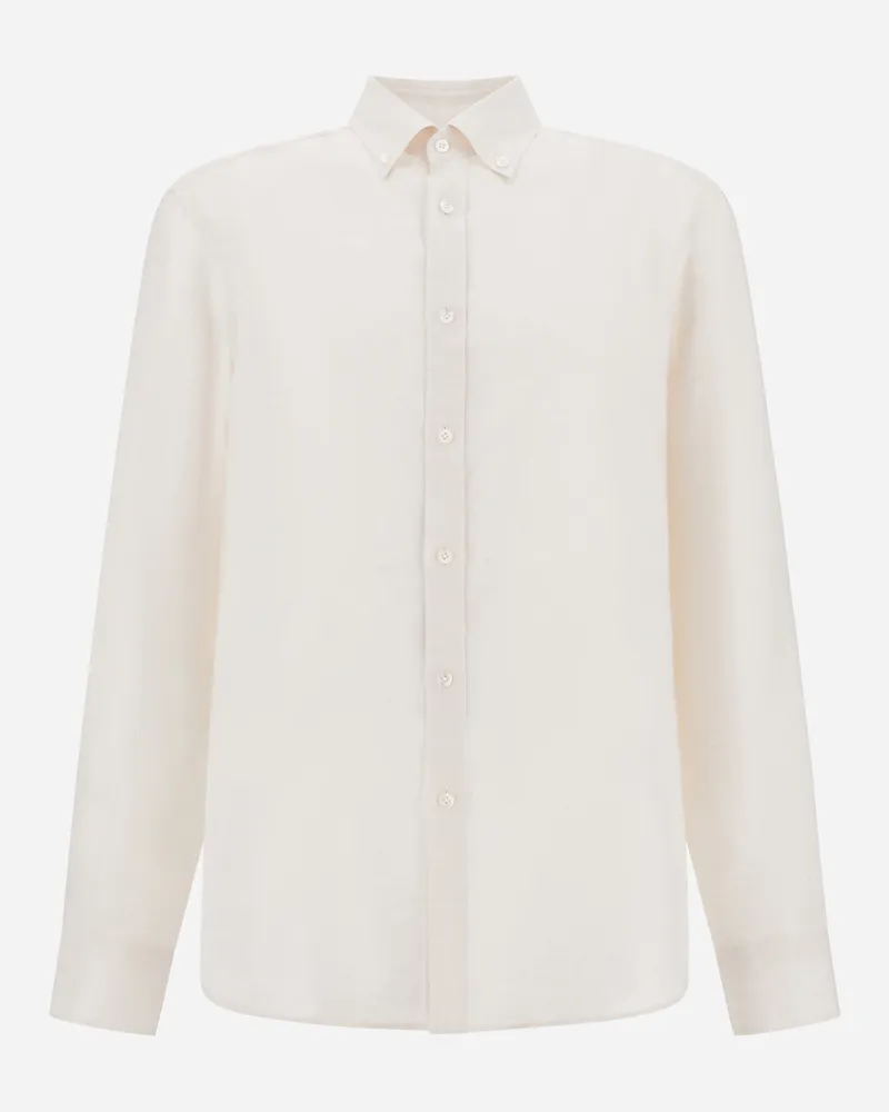 Herno Hemd Resort Aus Canvas Aus Reinem Leinen - Mann Hemden Elfenbein Elfenbein