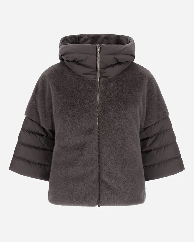 Herno Cape Aus Satin Und Lady Alternative Fur - Frau Mäntel & Trenchcoats Anthrazit Anthrazit