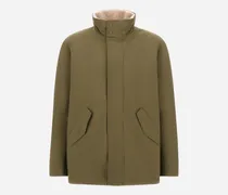 Kurzer Mantel Aus Mattem Twill Und Flanell Mit Kaschmir-touch - Mann Mäntel & Trenchcoats Helles Militärgrün