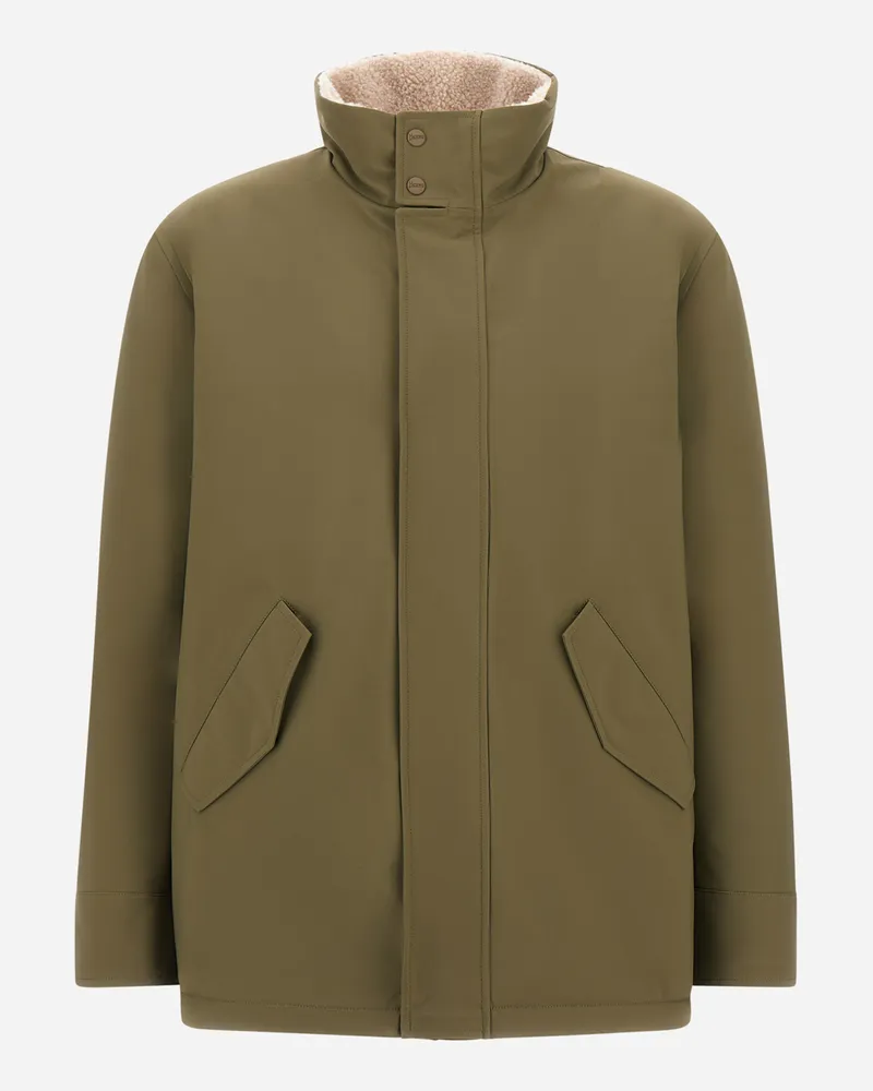 Herno Kurzer Mantel Aus Mattem Twill Und Flanell Mit Kaschmir-touch - Mann Mäntel & Trenchcoats Helles Militärgrün Helles