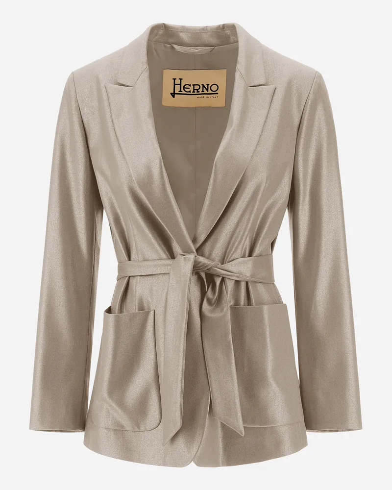 Herno Blazer Aus Metallic Flannel Effect Sand