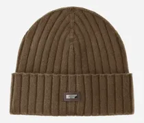 Beanie Aus Kaschmir Im Patentmuster - Mann Hüte Helles Militärgrün