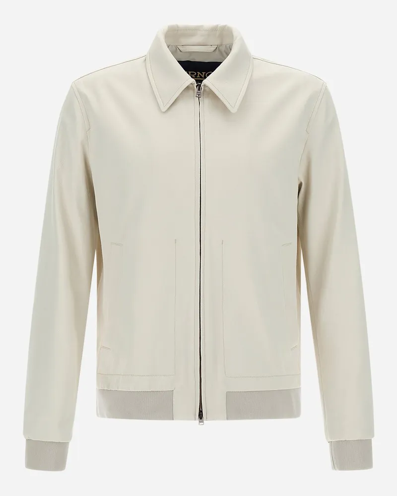 Herno Bomberjacke Aus Diagonal Cotton Cremefarben