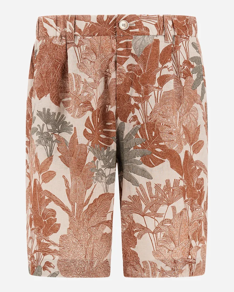 Herno Shorts Resort Aus Délavé-leinen - Mann Hose Orange/militärgrün Orange