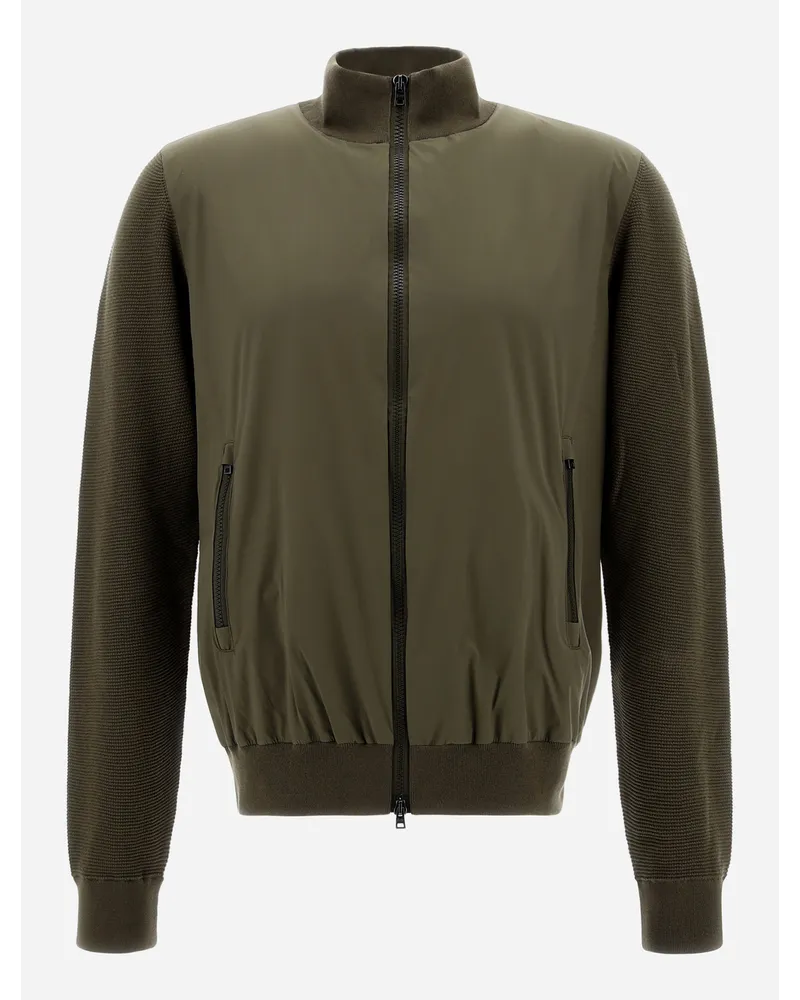 Herno Unlimited Waffle Cotton Und Matt Stretch Jacke Military