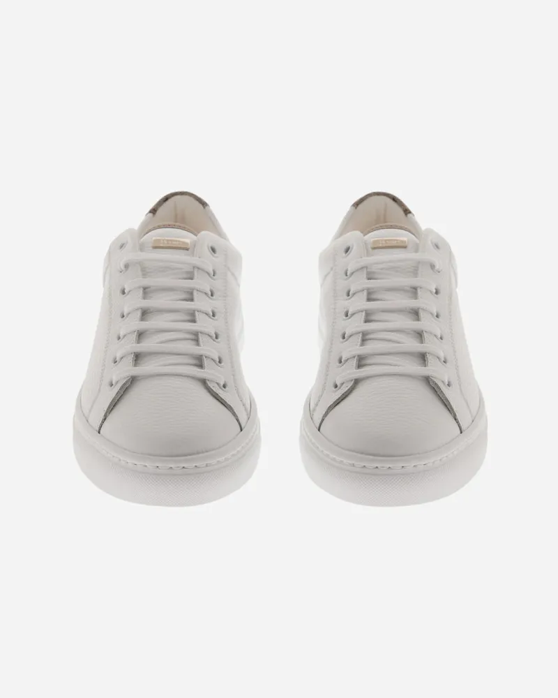 Herno Sneakers Aus Grained Leather Und Monogram Weiß