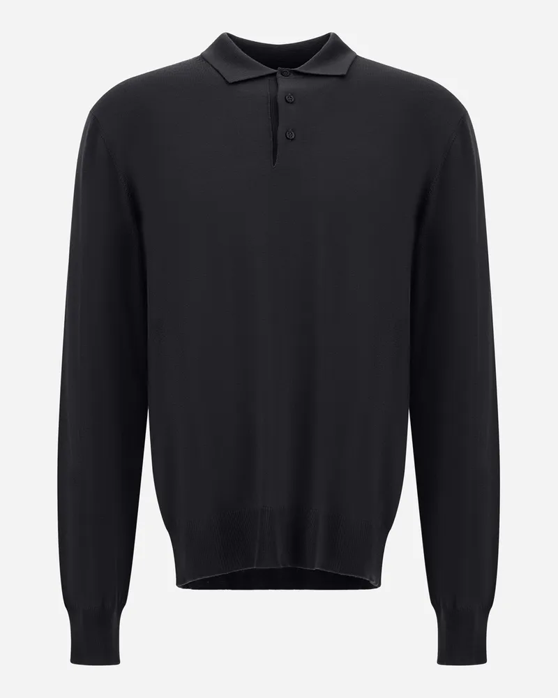 Herno Poloshirt Aus Merinowolle - Mann T-shirt & Polo-shirts Schwarz Schwarz