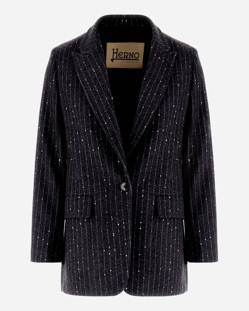 Herno Blazer Aus Twinkle Pinstriped Grau