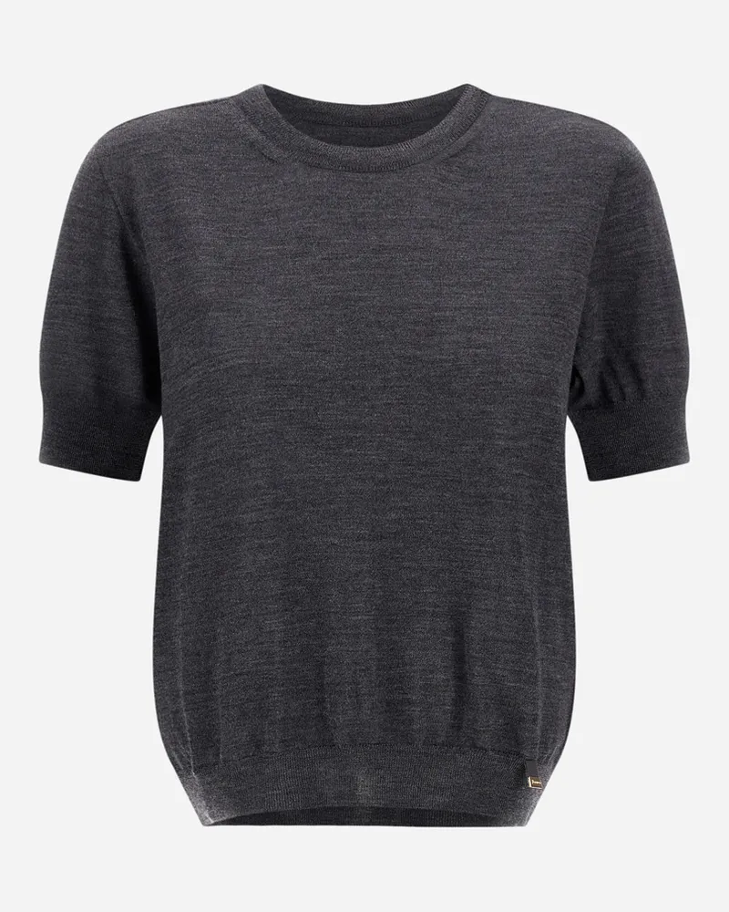 Herno T-shirt Aus Extrafeiner Wolle Im Glattstrick - Frau T-shirts Und Tops Anthrazit Anthrazit