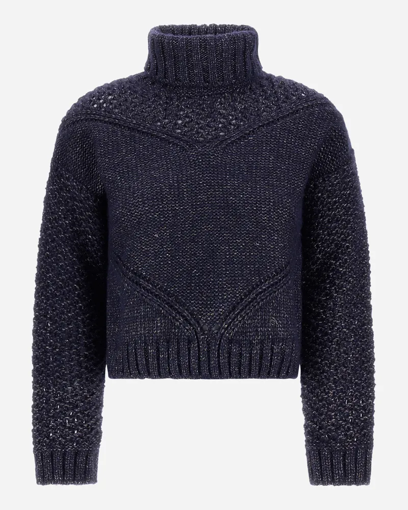 Herno Rollkragenpullover Mit Lochstrickmuster - Frau Pullover & Strickjacken Marineblau Marineblau