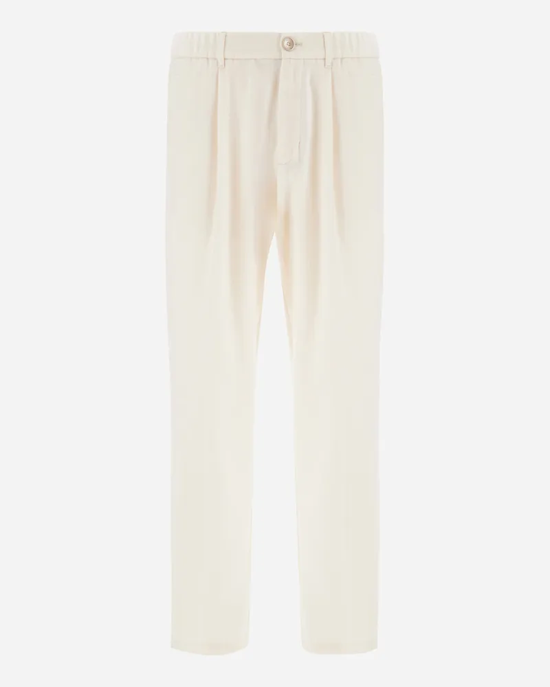 Herno Hose Resort Aus Mélange-flanell Aus Einer Wollmischung - Mann Hose Elfenbein Elfenbein