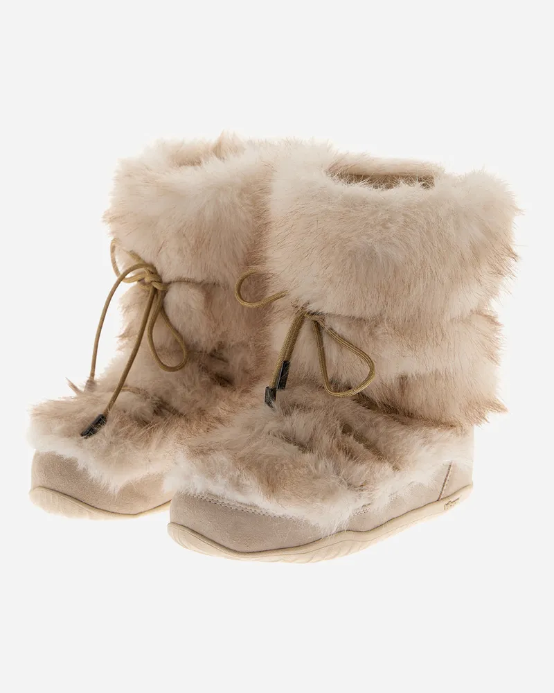 Herno Stiefel Mit Der Haptik Von Langhaarigem Pelz - Frau Schuhe Milchweiß Milchweiß