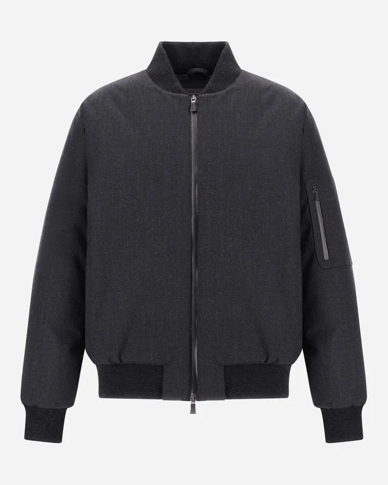 Herno Bomberjacke Aus Flanell Mit Wasserdichter Membran - Mann Bomber Eisen Eisen