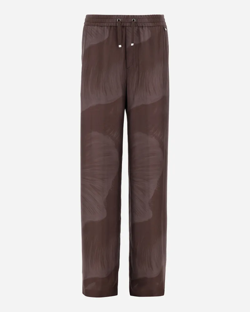 Herno Hose Resort Aus Reiner Seide Mit Blumen-print - Frau Hose Dunkle Schokolade Dunkle