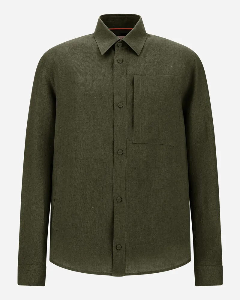 Herno Overshirt Resort Aus Délavé-leinen - Mann Hemden Grün Grün