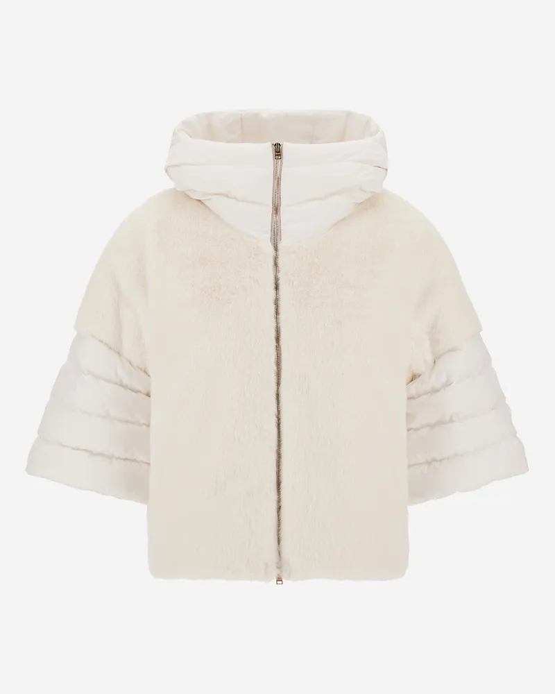 Herno Cape Aus Satin Und Lady Alternative Fur - Frau Mäntel & Trenchcoats Weiß Weiß
