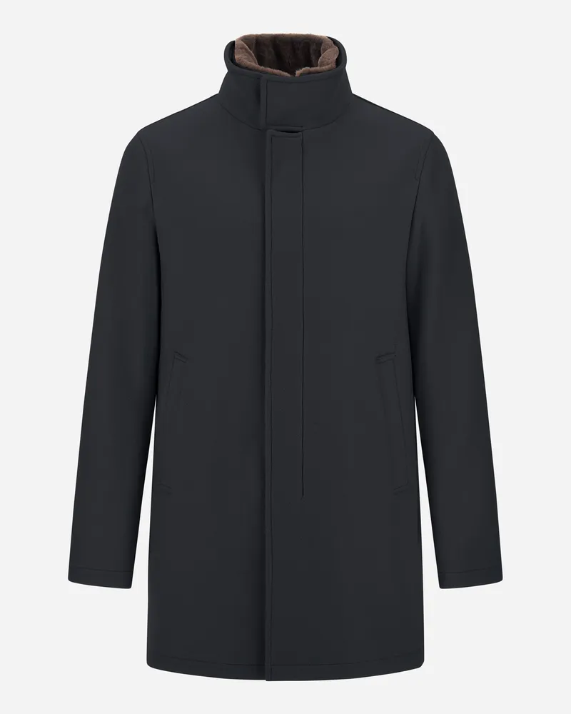 Herno Mantel Aus Ecowool Und Light Faux Fur - Mann Mäntel & Trenchcoats Marineblau Marineblau