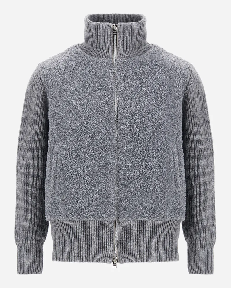 Herno Cardigan Resort Aus Reiner Wolle Im Rippstrick - Frau Pullover & Strickjacken Hellgrau Hellgrau