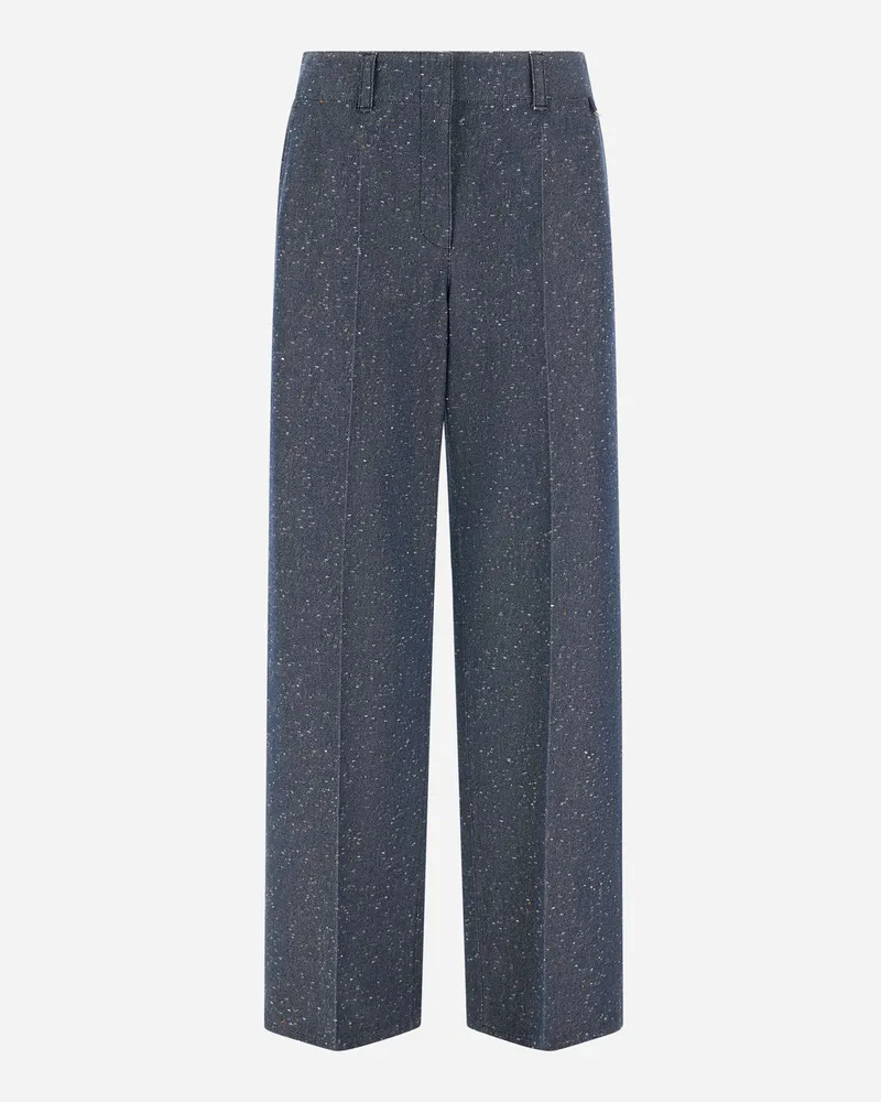 Herno Hose Aus Wolle In Denim-optik - Frau Hose Marineblau Marineblau
