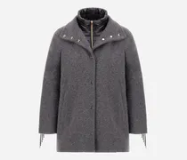 Jacke Aus Alpaka Mit Fransen Und Aus Nylon Ultralight - Frau Parka & Jacken Eisen
