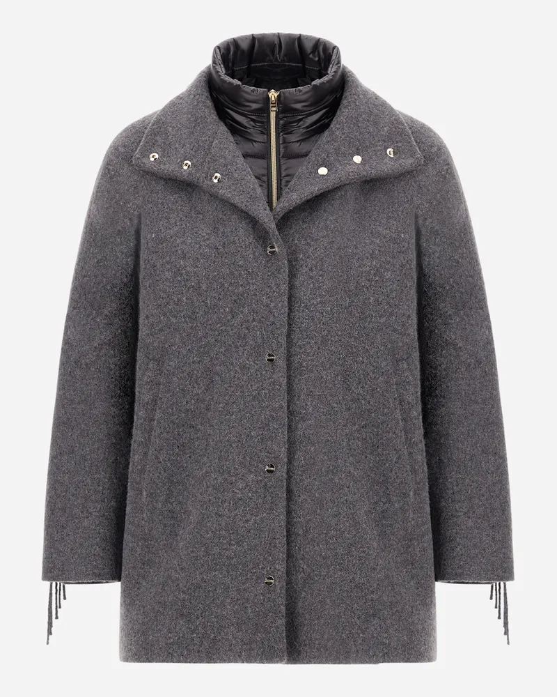 Herno Jacke Aus Alpaka Mit Fransen Und Aus Nylon Ultralight - Frau Parka & Jacken Eisen Eisen