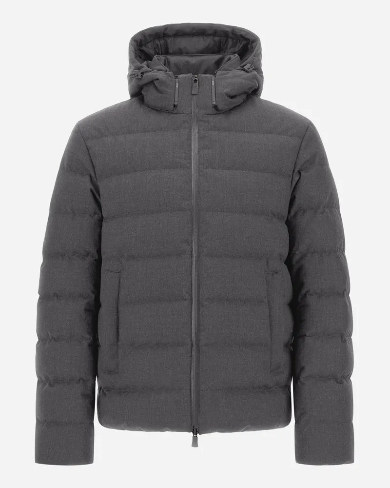 Herno Jacke Aus Flanell Mit Wasserabweisender Beschichtung - Mann Parka & Jacken Eisen Eisen