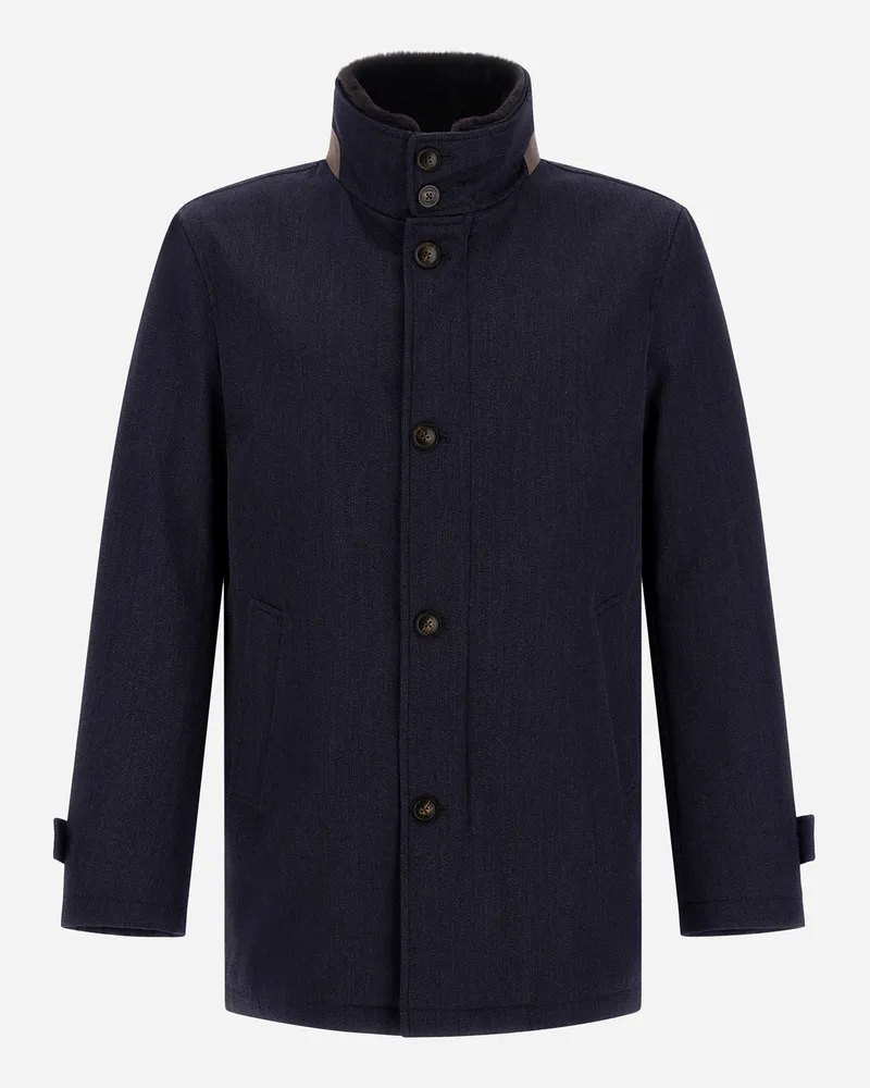 Herno Kurzmantel Aus Hochwertiger Wolle - Mann Mäntel & Trenchcoats Marineblau Marineblau
