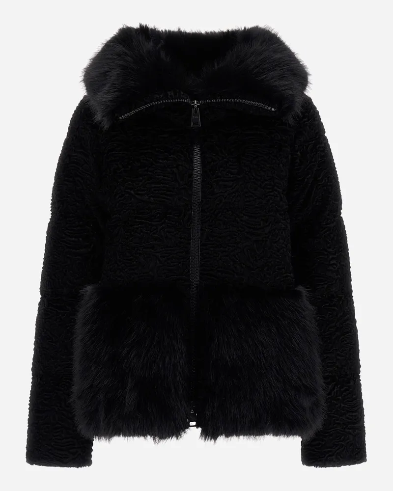 Herno Jacke In Pelz-haptik Mit Astrakan-effekt - Frau Mäntel & Trenchcoats Schwarz Schwarz