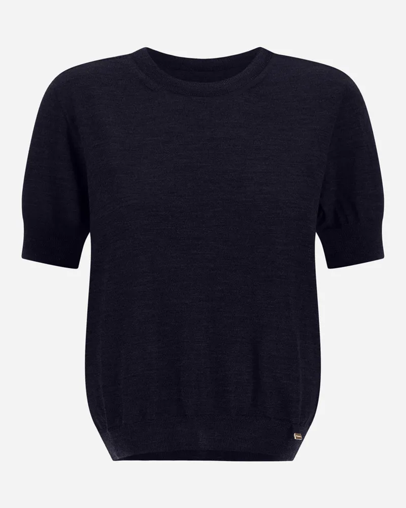 Herno T-shirt Aus Extrafeiner Wolle Im Glattstrick - Frau T-shirts Und Tops Marineblau Marineblau
