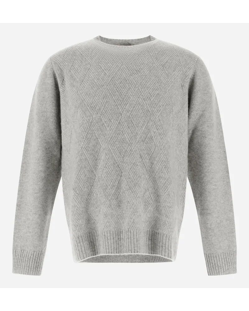 Herno Pulli Resort Aus Herringbone Plain Cashmere Grau