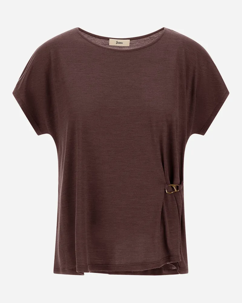 Herno T-shirt Aus Jersey Aus Wolle Und Seide - Frau T-shirts Und Tops Dunkelbraun Dunkelbraun