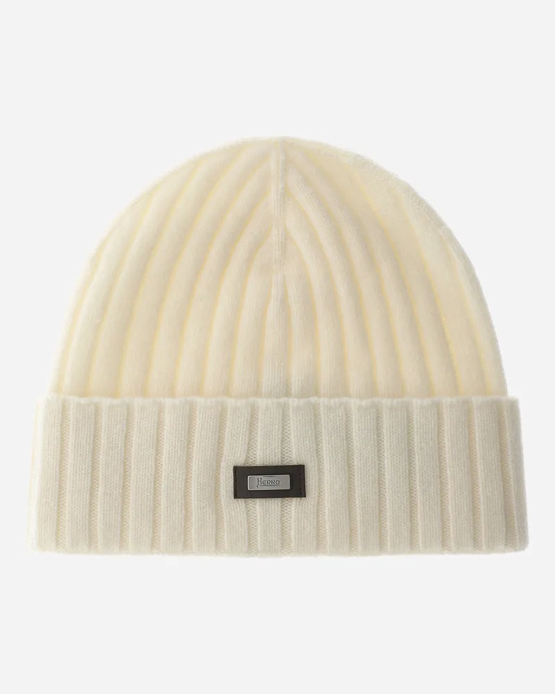 Herno Beanie Aus Kaschmir Im Patentmuster - Mann Hüte Elfenbein Elfenbein