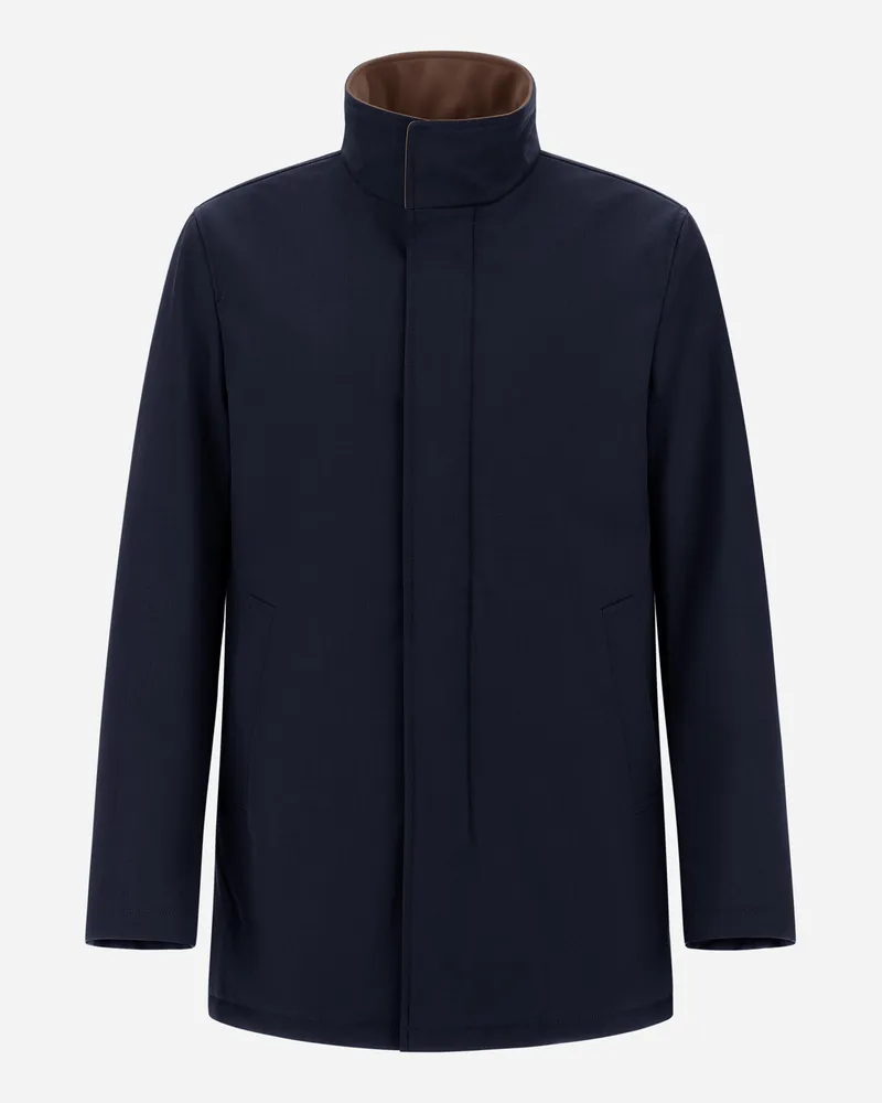 Herno Mantel Aus Twill Melange Und Suede Effect - Mann Mäntel & Trenchcoats Marineblau Marineblau