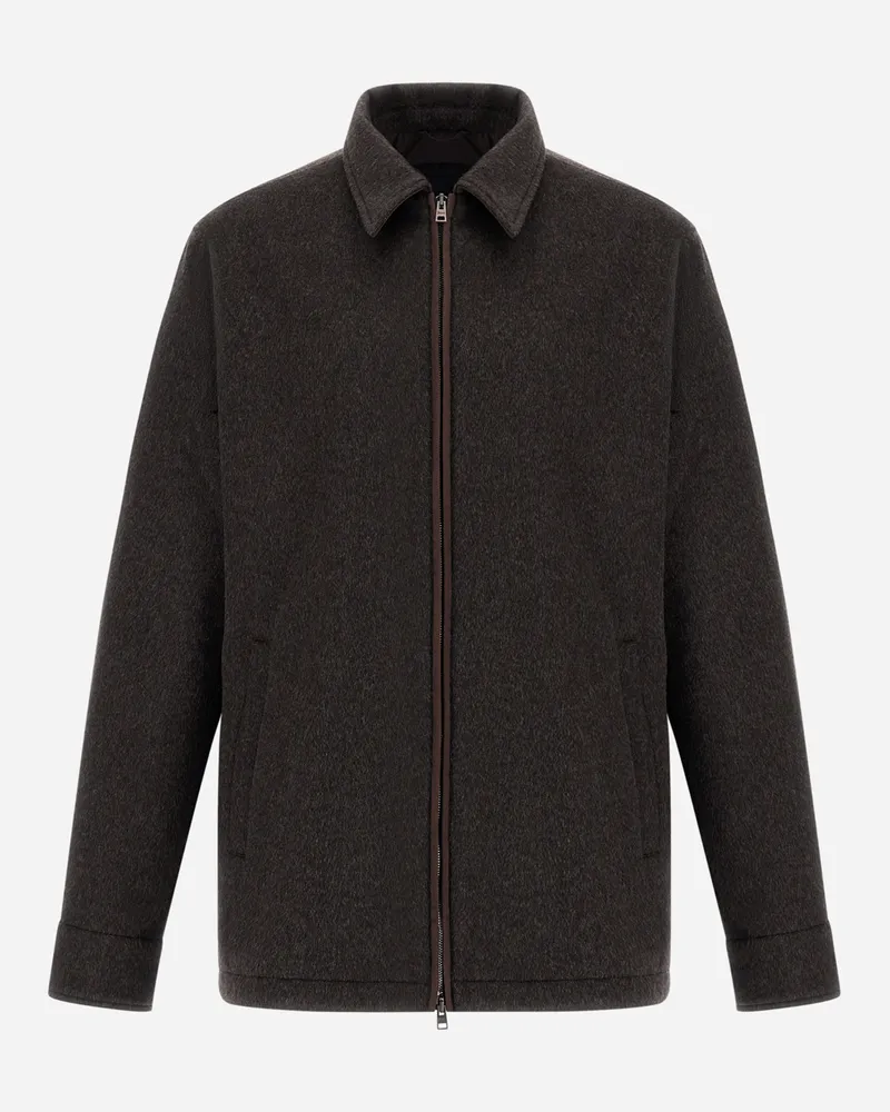 Herno Shacket Aus Tuchgewebe Aus Kaschmir Und Mohair In Veloursleder-optik - Mann Hemden Dunkelbraun Dunkelbraun