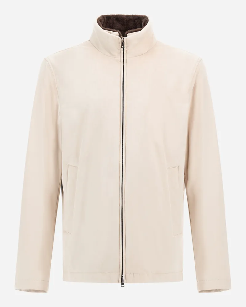 Herno Bomberjacke Resort Aus Mikrofaser Mit Veloursledereffekt Und Light Faux Fur - Mann Bomber Eis Eis