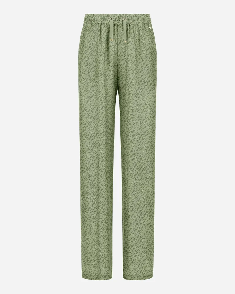 Herno Hose Aus Seide Mit Iconic Print Pastellgrün