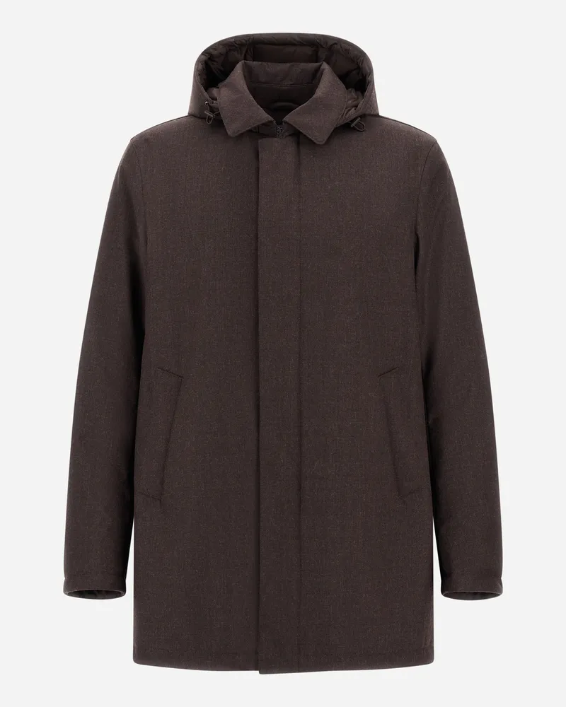 Herno Winterjacke Aus Flanell Mit Wasserdichter Membran - Mann Parka & Jacken Dunkelbraun Dunkelbraun
