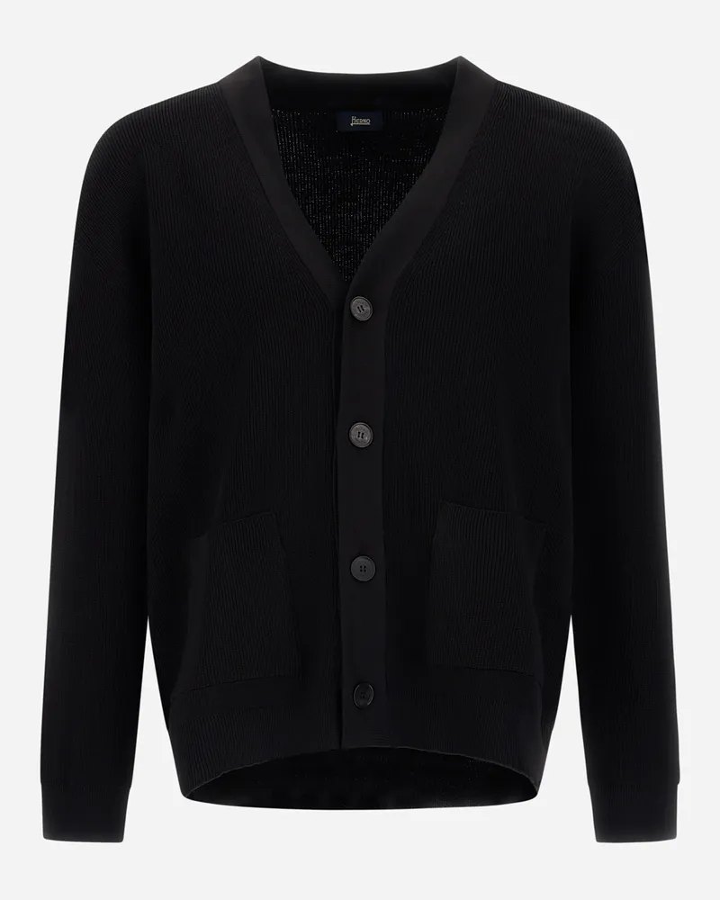 Herno Cardigan Aus Garn Mit Reliefmuster - Mann Pullover & Strickjacken Schwarz Schwarz