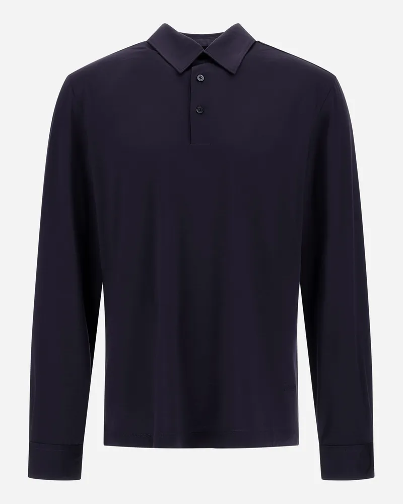 Herno Poloshirt Aus Wolljersey - Mann T-shirt & Polo-shirts Marineblau Marineblau