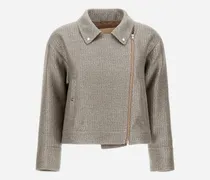 Bikerjacke Aus Metallic Bouclé