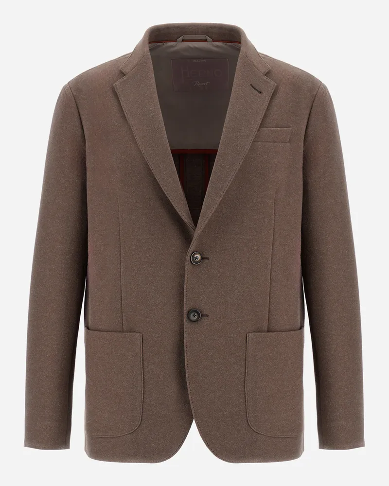 Herno Blazer Resort Aus Weichem Jersey Mit Wolleffekt - Mann Blazers Dunkeltaupe Dunkeltaupe