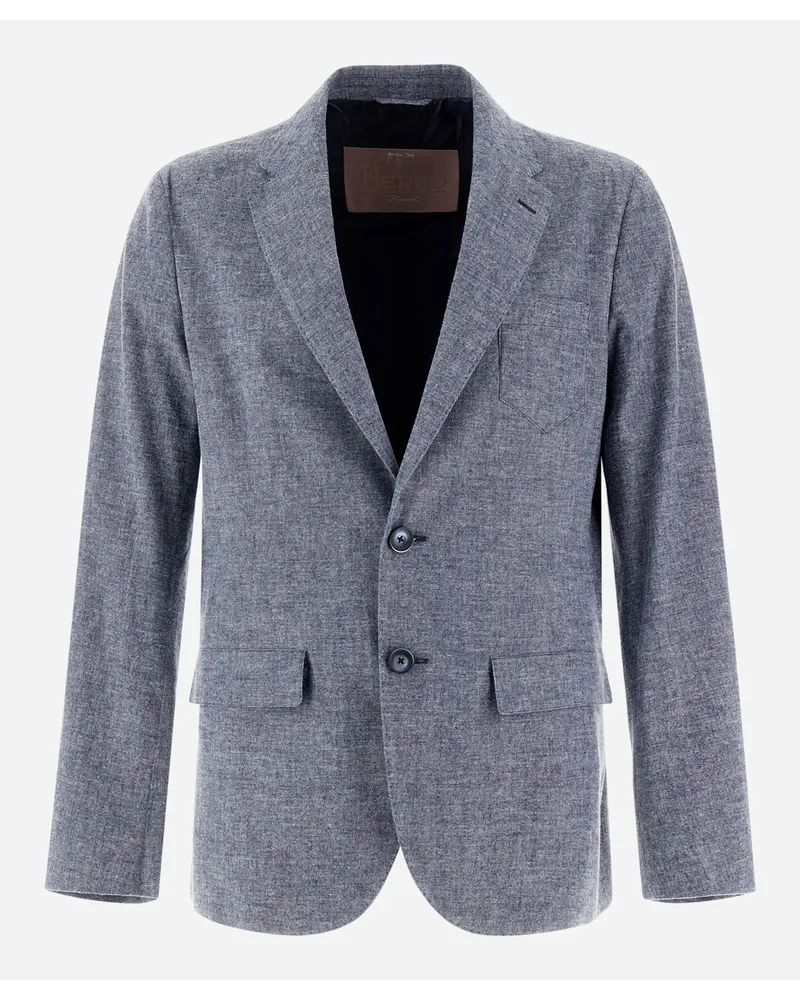 Herno Blazer Resort Aus Cotton Effect Denim Marineblau