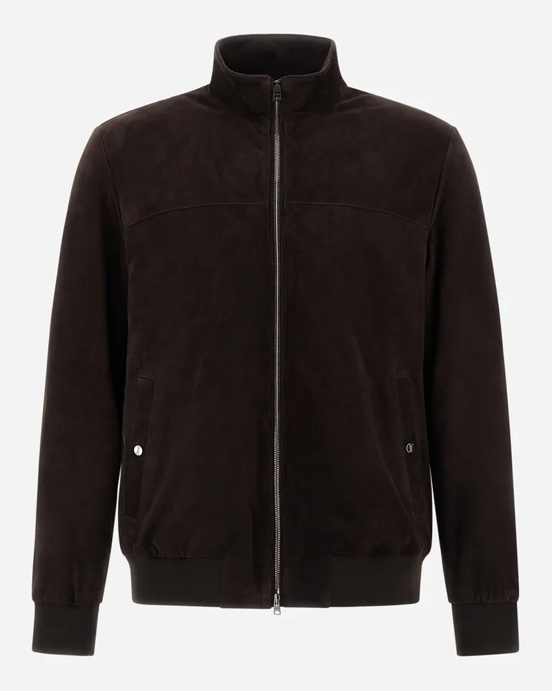 Herno Jacke Aus Veloursleder - Mann Parka & Jacken Dunkelbraun Dunkelbraun