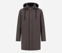 Parka Resort Aus Elastischem Nylon Mit Mélange-effekt Und Light Faux Fur - Mann Parka & Jacken Dunkelbraun