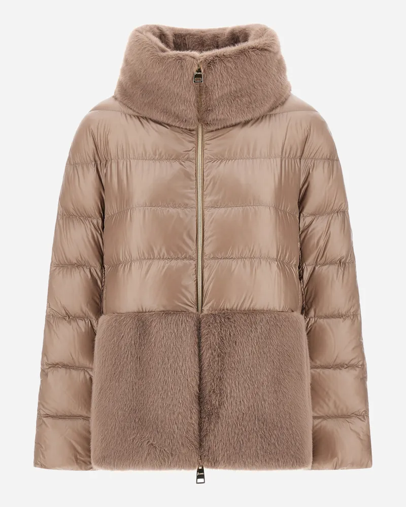 Herno Cape Aus Nylon Ultralight Und Lady Alternative Fur - Frau Capes Helltaupe Helltaupe