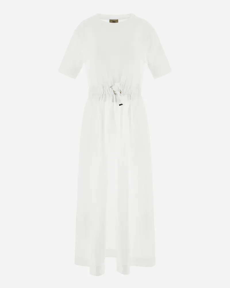 Herno Kleid Aus Glam Knit Effect Und Techno Taft Weiß
